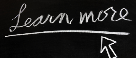 A chalkboard that reads "Learn more"