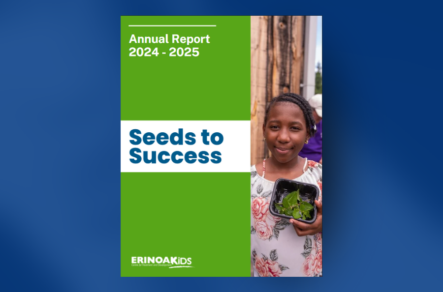 Graphic with a blue background and text on the left that reads "2023- 2024 Annual Report". On the right side, an image of the front cover of the annual report.