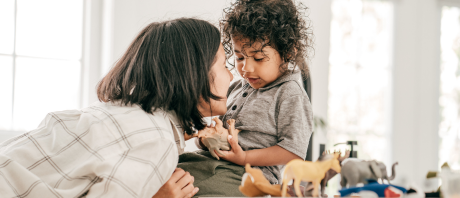 A mother and child playing together