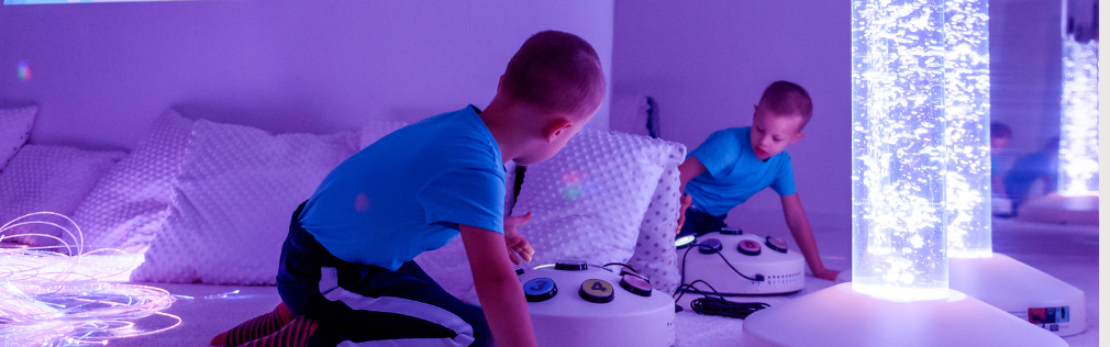 A child plays in a sensory room